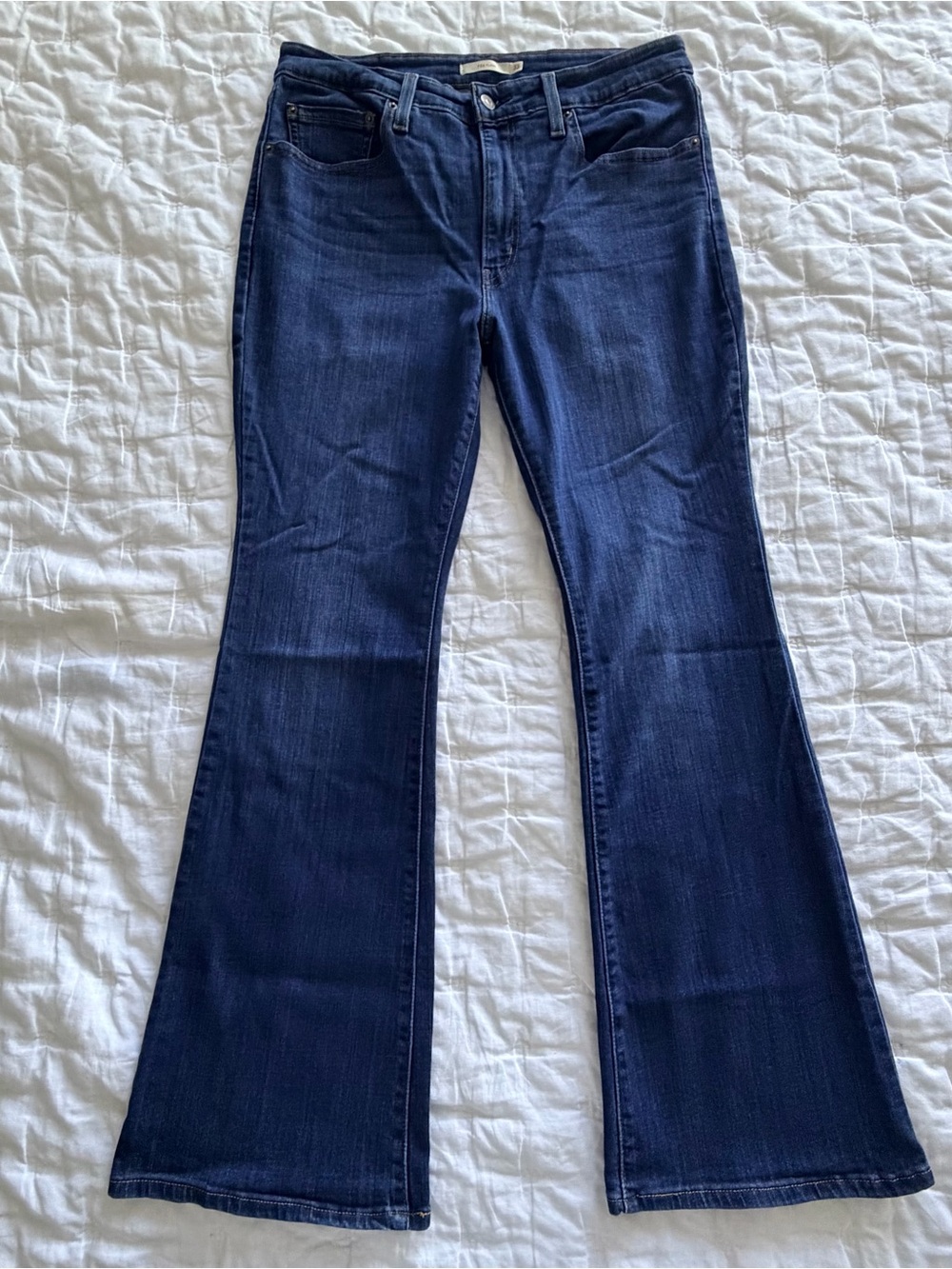 Levi's 726 High Rise Flare Jeans Womens 33x30 Blue Stretch Denim Bell Bottoms